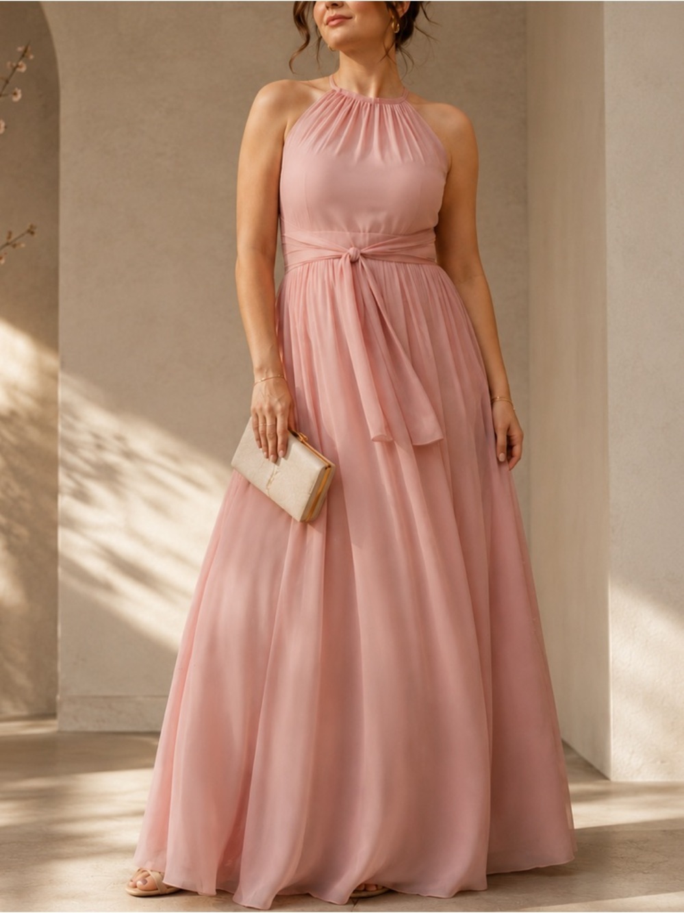 Monique Lhuillier Daniela Gown Size 22 Blush Pink Bridesmaid